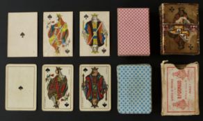 Two packs of French patience playing cards. French national pattern.  Small patience cards with