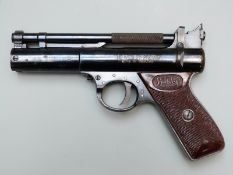 Webley Premier .22 air pistol with named and chequered Bakelite grips, serial number 2065