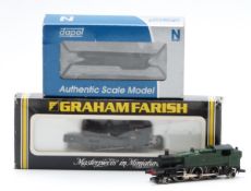 Four Grayham Farish, Dapol and similar N gauge tank locomotives including 5700 Class Pannier 1115