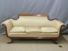 Victorian mahogany framed sofa. W210 x D80 x H87cm