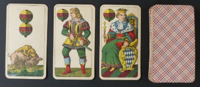 Frommann and Bunte, Darmstadt, Germany playing cards. South German pattern. German suits. Single