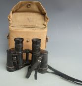 A pair of military binoculars No 2 Mk III No 267266 together with canvas case