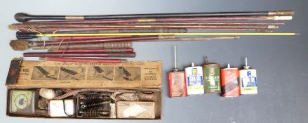 Vintage Parker Hale gun cleaning kit with various tins of gun oil including Young's .303 cleaner,