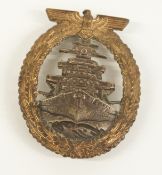 German Navy WWII High Seas Fleet War Badge stamped Deschel Munchen to reverse