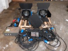 Collection of industrial lighting, power cables and dimming units etc