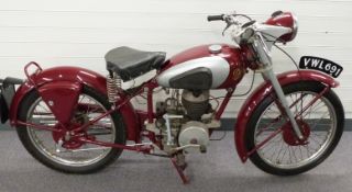 1954 D.O.T. 197cc motorcycle VWL 691, with buff logbook, 1960 tax disc and V5C, believed one of five