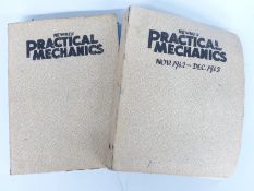 Two folders of c1940s and 1940's and 50's Newnes Practical Mechanics magazines, some being wartime