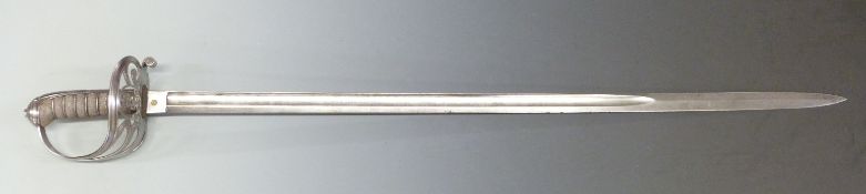 An 1821 pattern Victorian Light Infantry officer's sword with etched VR cipher to blade and with