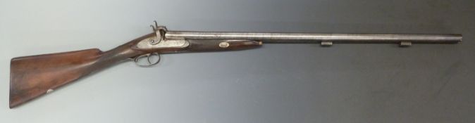 J N Scotts side by side percussion hammer action 12 bore gun with named and engraved locks, engraved