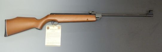 Webley Vulcan .177 air rifle with semi-pistol grip, raised cheek piece to the stock and Webley 3x-