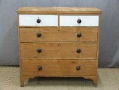 Victorian pine chest of two over three graduated drawers, the top two painted. W109 x D45 x H106cm