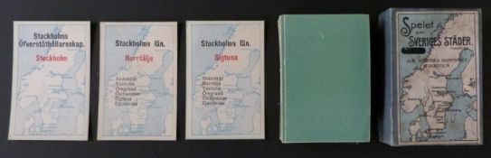 A.B. Nordiska Kompaniet, Stockholm, Sweden playing cards. ‘Spelet am Sveriges Stader’ geographical