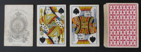Goodall, England playing cards.  Old Frizzle ace. Standard double ended courts, unturned.  Pink