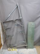 Art Deco/ vintage style chrome shop display or haberdashery shelf unit comprising two frames, tie