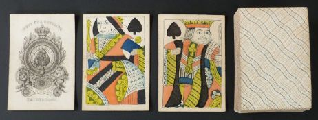 Hardy & Sons, England playing cards. Old Frizzle ace. Standard full length courts. Backs with blue/