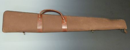 MH Melody padded canvas and brown leather shotgun slip, 125cm long