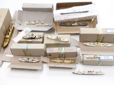 Nine Albatros Models diecast model waterline ships including Rhodora, Yaeyama, Neinburg etc, largest