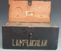 Lockable metal lined wooden munitions marked L A McLachlan