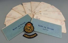 Charles Atlas workout diagrams and instructions and two cloth badges