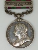 British Army India Medal (1896) with clasp for Relief of Chitral, 1895, named to 4111 Pte G