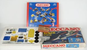 Three Meccano outfits comprising 2, Space 2501 and one other together with a Bullock Long Range