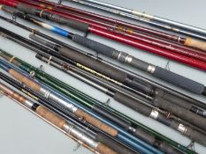 Eight fly fishing and coarse float fishing rods including Norman Conquest, Bruce and Walker,