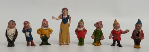 Vintage miniature metal figures of Snow White and the Seven Dwarfs, Snow White 5.5cm tall