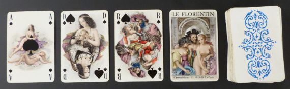 Philibert, Paris, France playing cards. Le Florentin pack designed by P. Emile Becat. Courts and