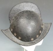 Circa 16th/17thC Comb Morion helmet with rosette rivet decoration