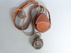 WWI prismatic compass by E Koehn, Geneve, Suisse, no 138714, dated 1918, broad arrow mark, with