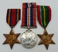 British Army WWII medals comprising the Burma Star, Pacific Star and War Medal
