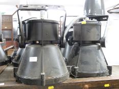 Four black industrial/ shopfitting/ haberdashery Superdry light fittings