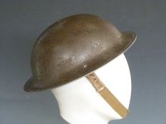 British Army WWII 'Brodie' steel helmet with liner and strap, stamped RO & Co 1939