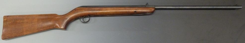 BSA .177 air rifle with adjustable sights, semi-pistol grip and embossed logo to stock, serial
