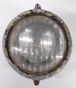 Pair of Marchal vintage car headlamps, diameter 20cm and two further commercial vintage lamps