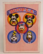 Disney hoopla ring throwing game on wooden board with two hoops, 40 x 29cm