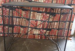 Industrial/haberdashery/shopfitting steel and weldmesh shop display hanging rail/shelf unit with