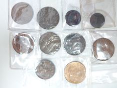 A small collection of copper and bronze coinage comprising young head Victoria, with an 1842 EF