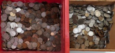 A large quantity of English pennies etc, Queen Victoria onwards, includes a large quantity of pre-