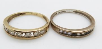 Two 9ct gold half eternity rings, 3.5g