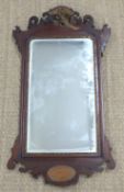 19thC wheatear bevelled glass mirror, W40 x H90cm