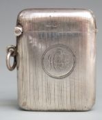 George V hallmarked silver vesta case, Birmingham 1919 maker Joseph Gloster Ltd