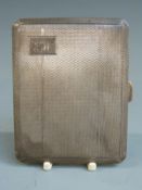 Art Deco hallmarked silver cigarette case with engine turned decoration, Brimingham 193, maker W T