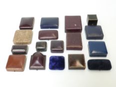 A collection of vintage jewellery boxes including Victorian tooled leather and velvet, Hall & Co