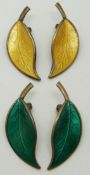Two pairs of David Andersen earrings set with enamel