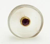 A hardstone earring set with a ruby