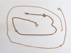 Two 9ct gold necklaces/chains, 9.1g