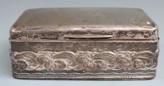 Edward VII Mappin & Webb hallmarked silver cigarette box with embossed decoration to front and