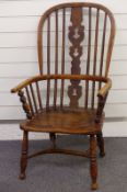 19thC elm seated Windsor armchair