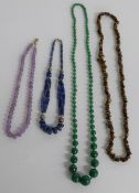 Lapis lazuli necklace, tiger's eye, amethyst and chrysophase necklace